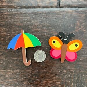 Mertens Kunst West Germany Wooden Pin Vintage 1980s Folk Art Colorful OOAK